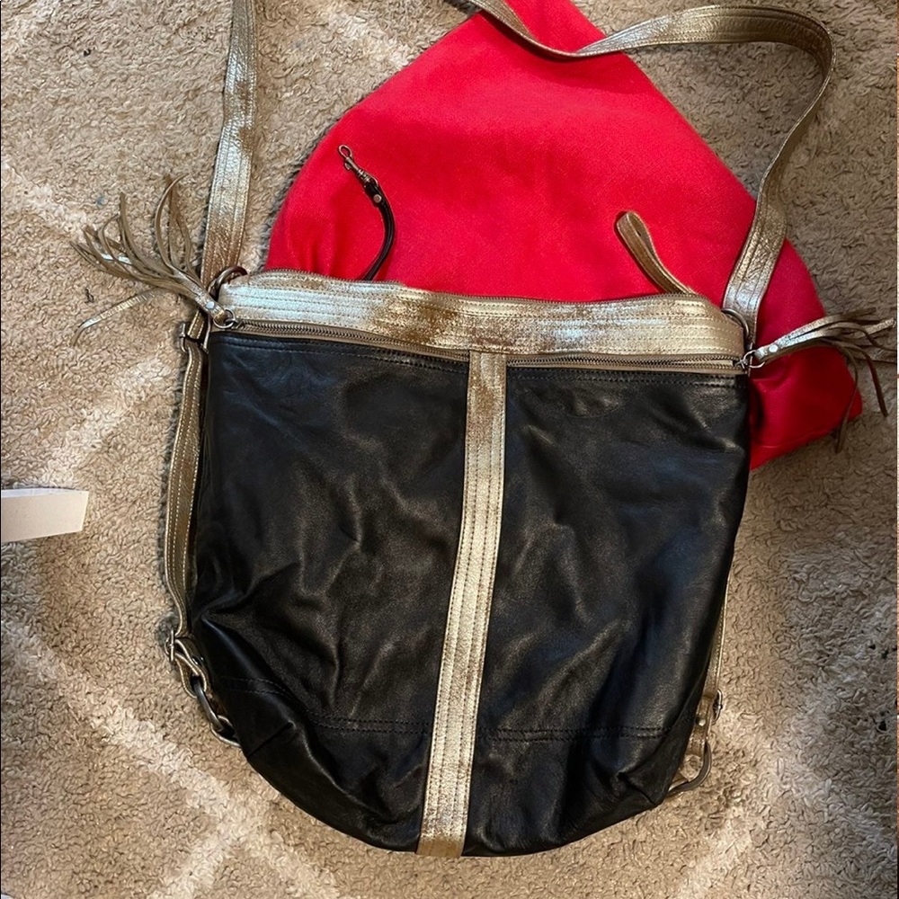 - Rough & Tumble Plonge Black w/ Double Gilded Mink Vintage Hobo